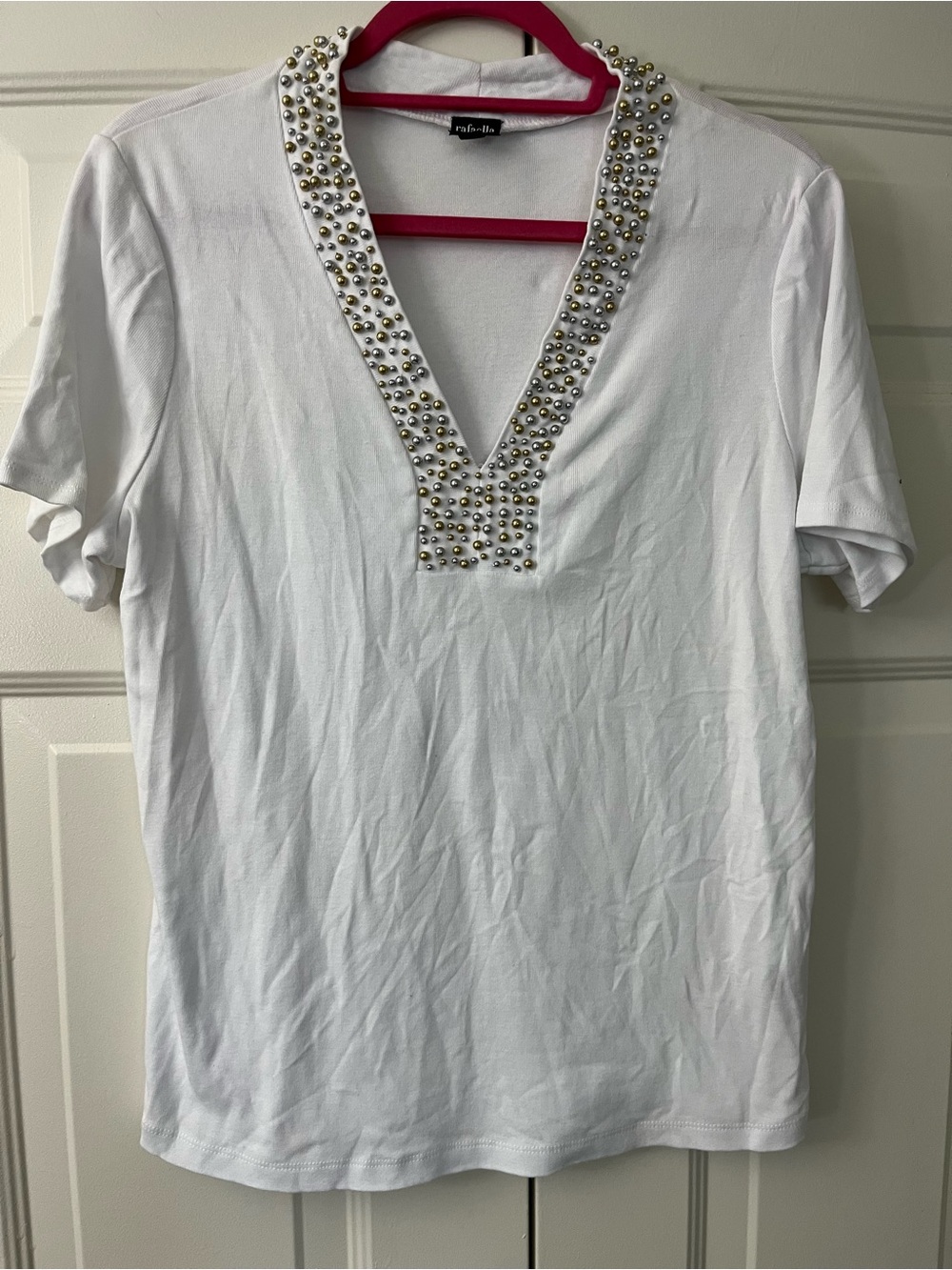Rafaella Beaded Cotton Short Sleeve